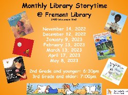 Monthly schedule for storytime